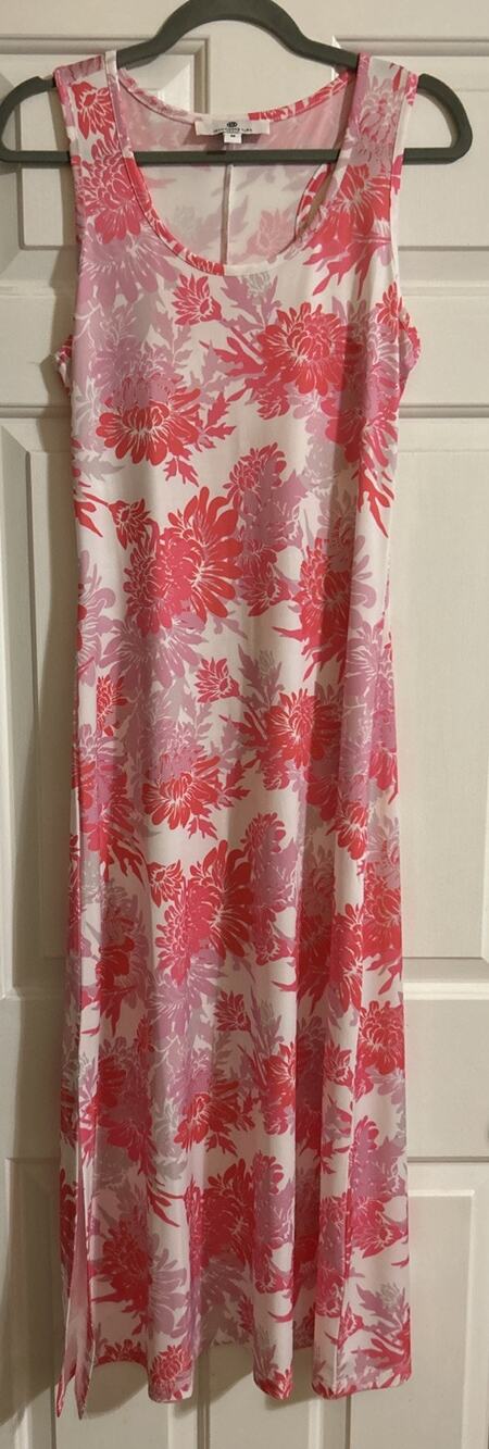 Women’s JEAN-PIERRE KLIFA Paris Pink/White Floral Maxi Dress Size M *B2